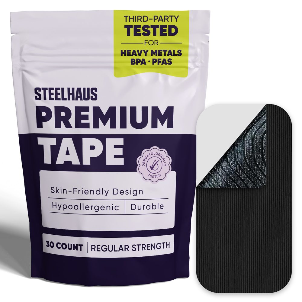 Steelhaus Premium Tape, Regular Strength, 30 count pouch with a black tape strip