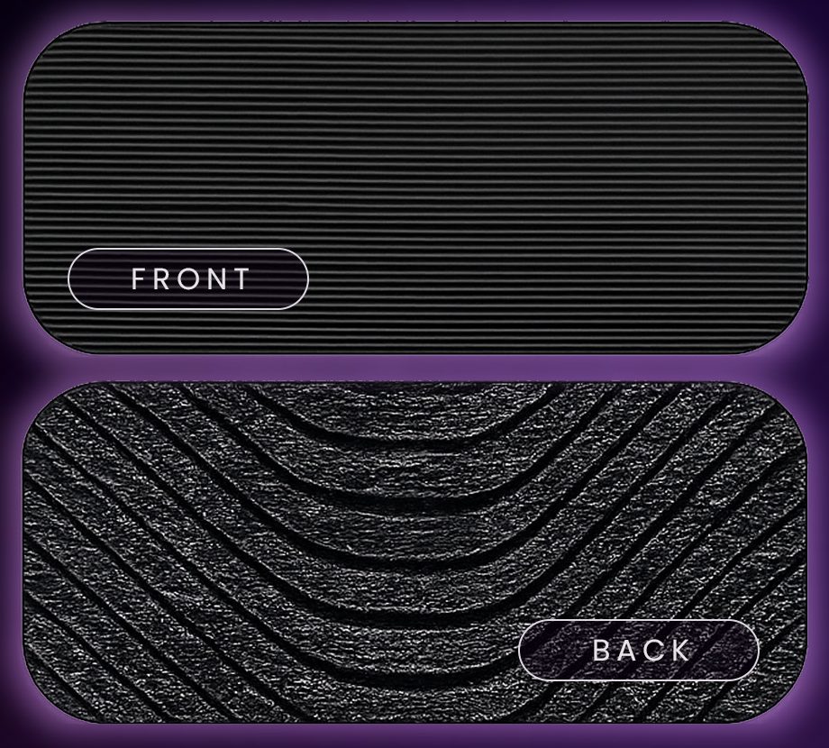 Front and back of a Steelhaus strip: ribbed front, textured back